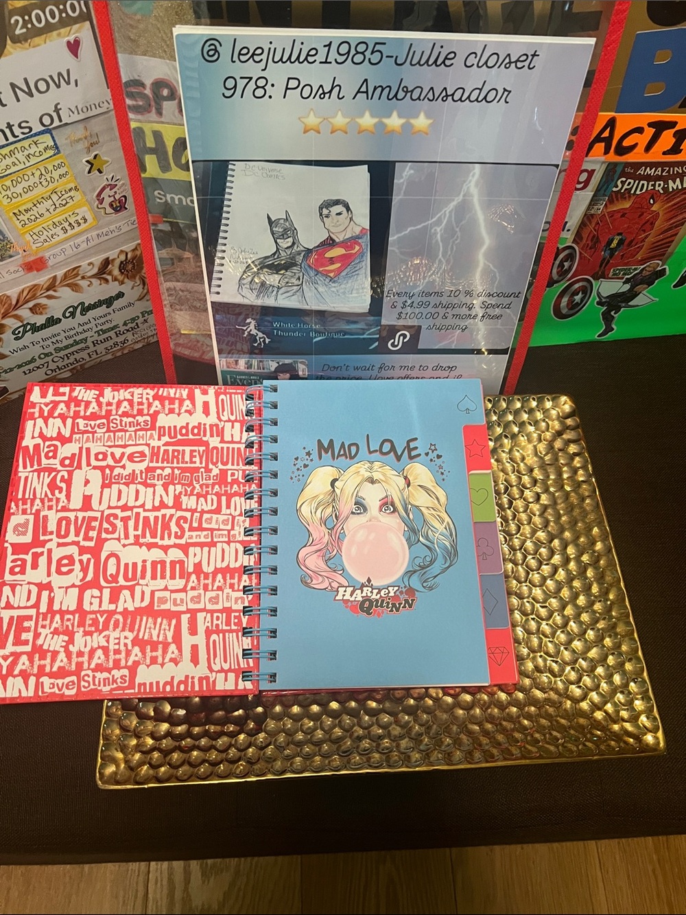 #2785**Harley Quinn "Puddin'" Red Spiral Notebook - Picture 4 of 17